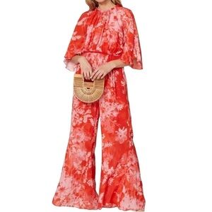 Pinko Jumpsuit Aquarius Tuta Georgette Hibiscus Floral Orange Size 4